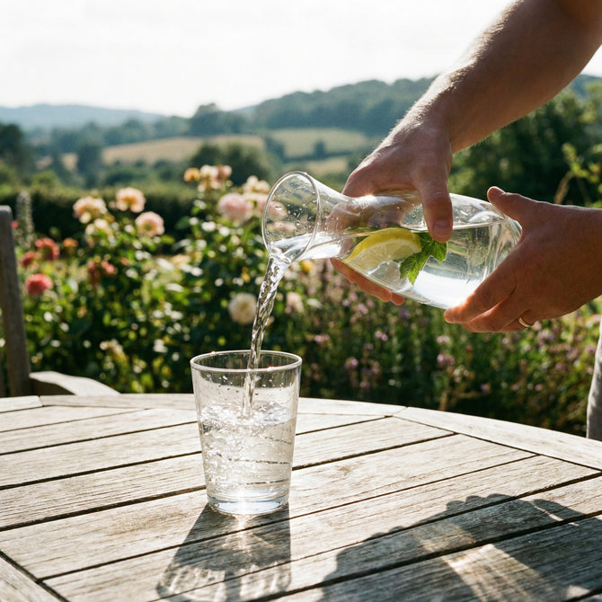 Clean water being poured into a glass